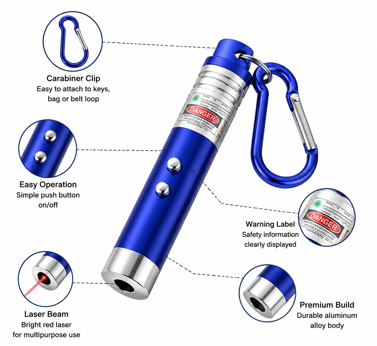 Mini LED Laser Pointer Keychain – Portable Presentation & Pet Toy Light