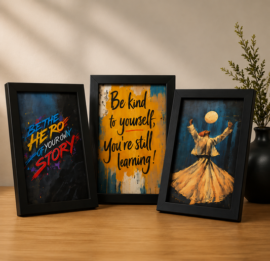 Motivational Wall Art Frame Set – Inspirational Quotes & Modern Home Decor (Set of 3)