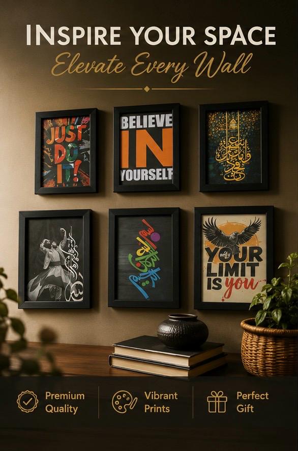 Motivational Wall Art Frame Set – Inspirational Quotes & Modern Home Decor (Set of 3)