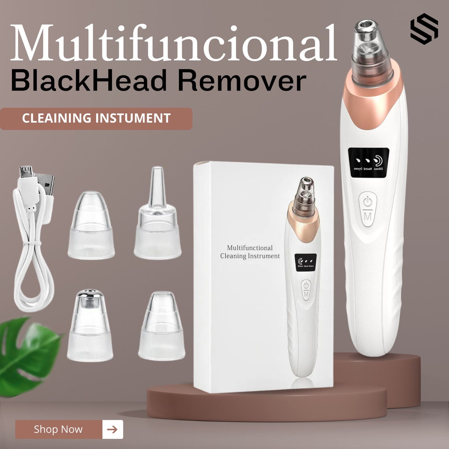 Blackhead Remover Vacuum Pore Cleaner – Electric Facial Acne & Blackhead Removal Device with 5 Suction Heads