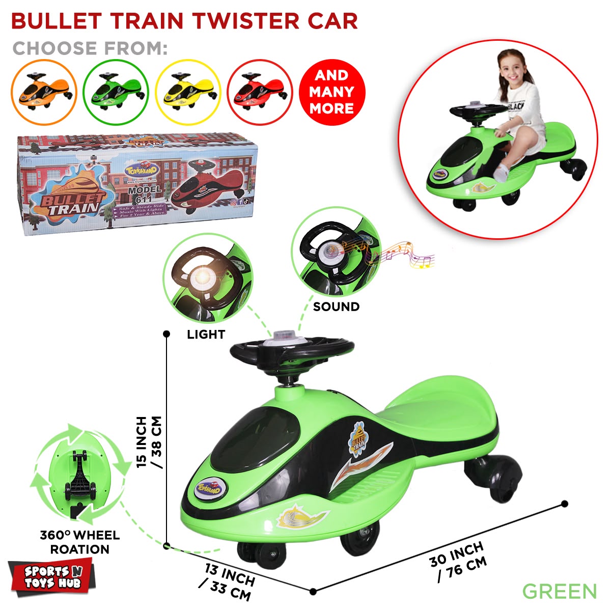 Kids Wiggle Car Ride-On Toy – Self-Driving Swing Car with Steering Wheel for Boys & Girls